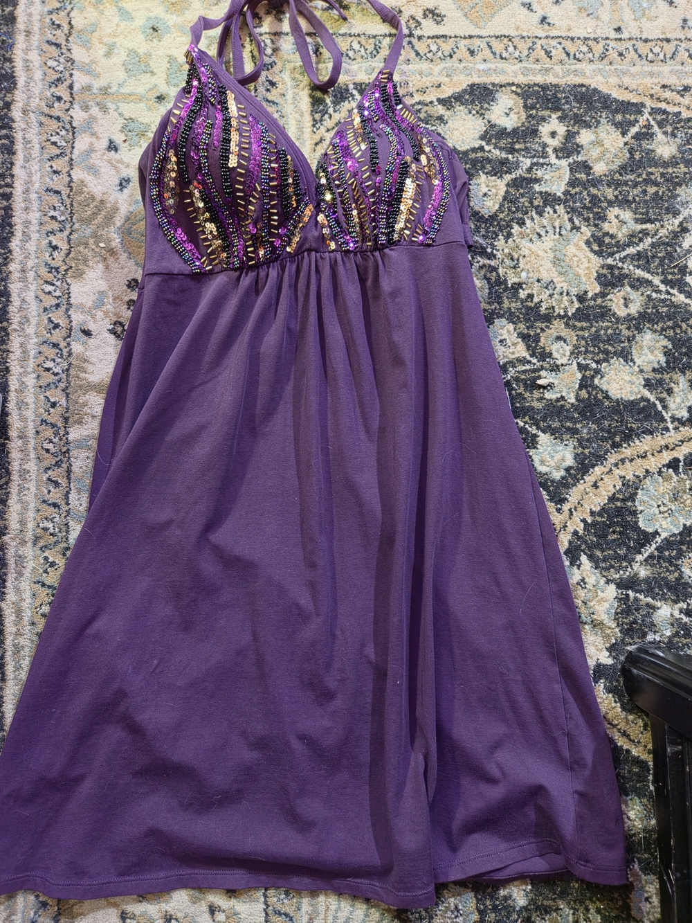 Victoria's Secret Purple Sequin-Embellished Midi Dress